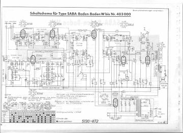 SABA Baden Baden W ;after Ser No 403000 schematic circuit diagram